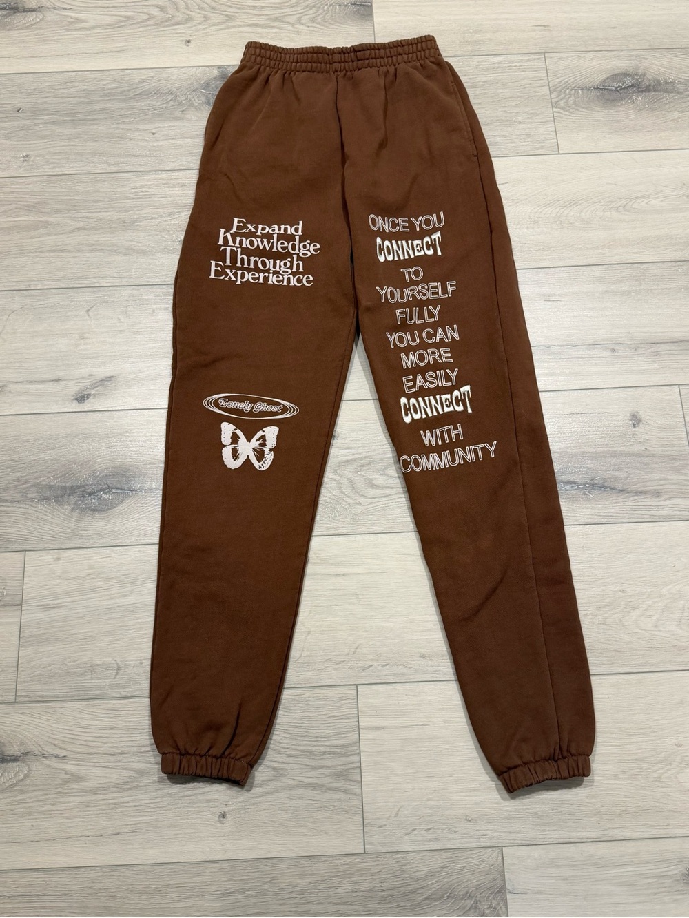 Lonely Ghost Brown Hoodie Jogger Set Size Small Open Mind Open Heart Sweatsuit - Picture 2 of 8